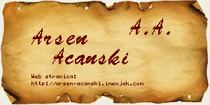 Arsen Ačanski vizit kartica